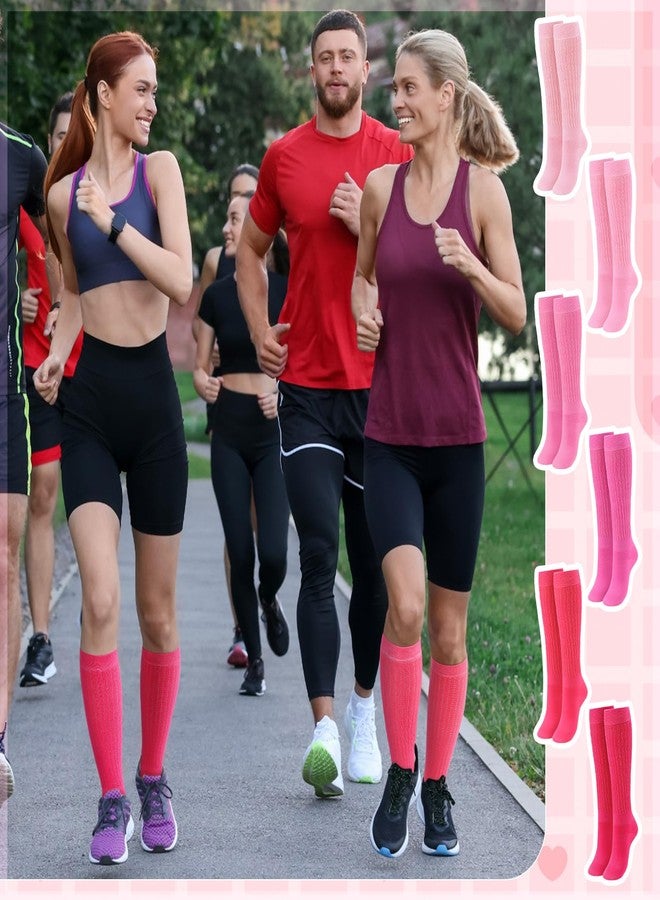 Glitopper 6 Pairs Pink Slouch Socks for Women Knee High Tube Long Hosiery 80s 90s Hot Pink Neon Scrunch Breathable Socks for Summer Outdoor Sports Birthday Gifts for Mother Sister - Image 5